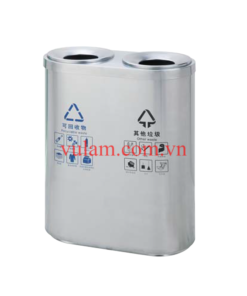 thùng rác inox 2 ngăn phân loại rác A46-A